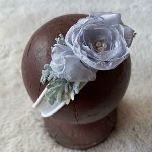 ‘Mabel’ Powder Blue Floral Tie-Back Headband | NB